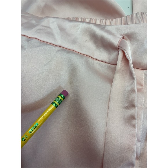 Nadine Merabi Darcie‎ Pink Pajamas size XL fur trimmed satin lounge luxury silk - Picture 12 of 15